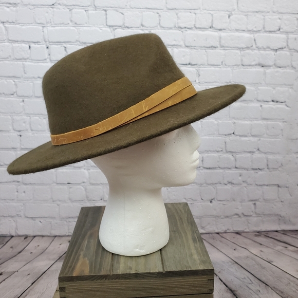 Frye olive green wool wide brim Fedor Hat sz. Med - Picture 10 of 14